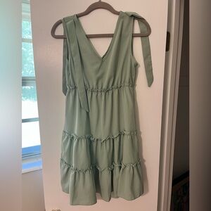 Sage Green Sleeveless Tiered Dress